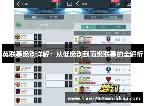 英联赛级别详解：从低级别到顶级联赛的全解析
